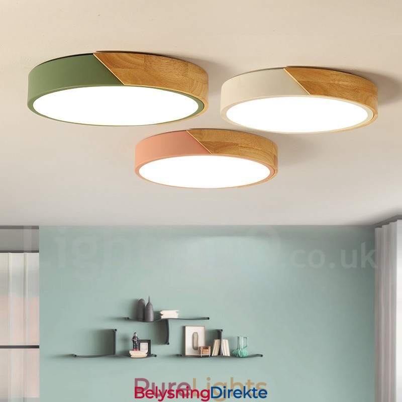 Moderne, Moderne Taklampe I Stål Og Tre