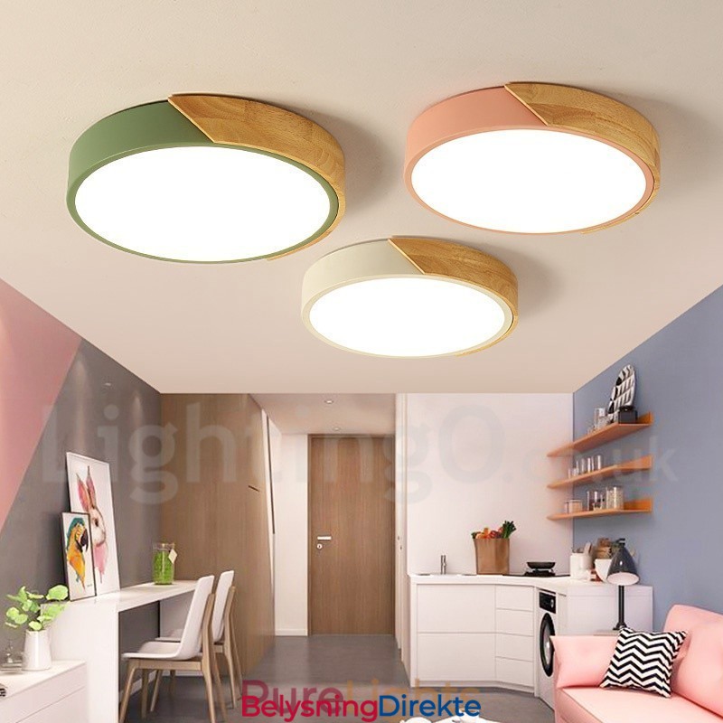 Moderne, Moderne Taklampe I Stål Og Tre