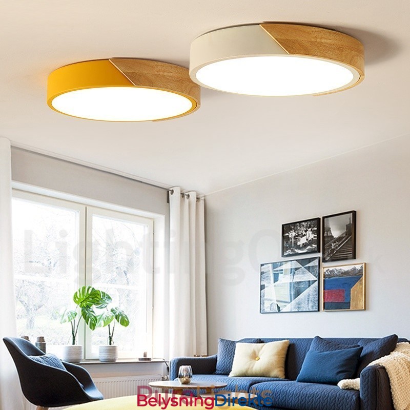 Moderne, Moderne Taklampe I Stål Og Tre