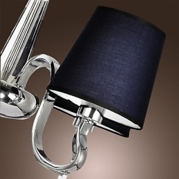 Vintage Lysekrone Med 4 Lys, Klassisk Stoff, Metallmaling