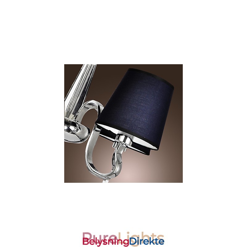 Vintage Lysekrone Med 4 Lys, Klassisk Stoff, Metallmaling