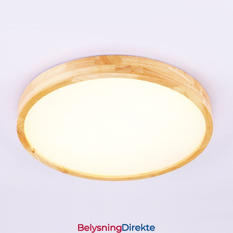 Ultratynn Rund Taklampe I Tre, Taklampe I Massivt Tre I Akryl, Nordic Lights