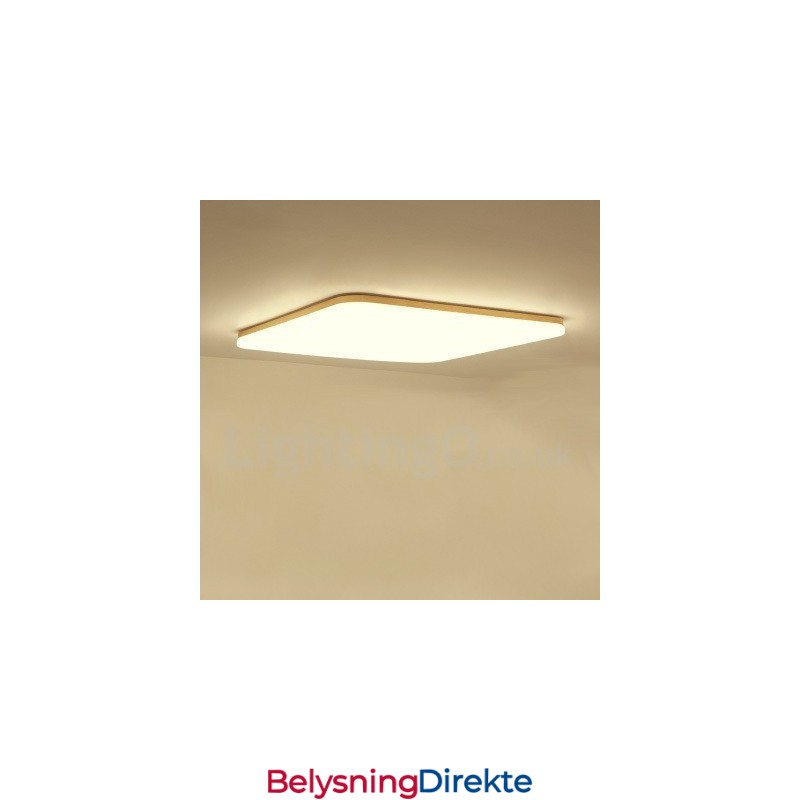 Ultratynn Firkantet Taklampe I Massivt Tre I Akryl