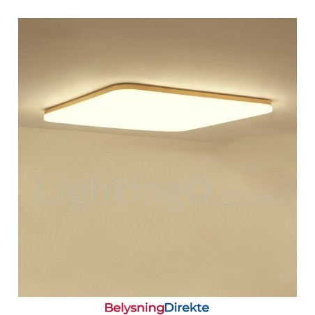 Ultratynn Firkantet Taklampe I Massivt Tre I Akryl