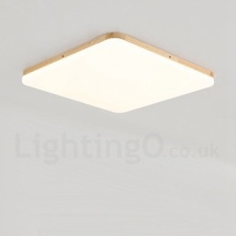 Ultratynn Firkantet Taklampe I Massivt Tre I Akryl