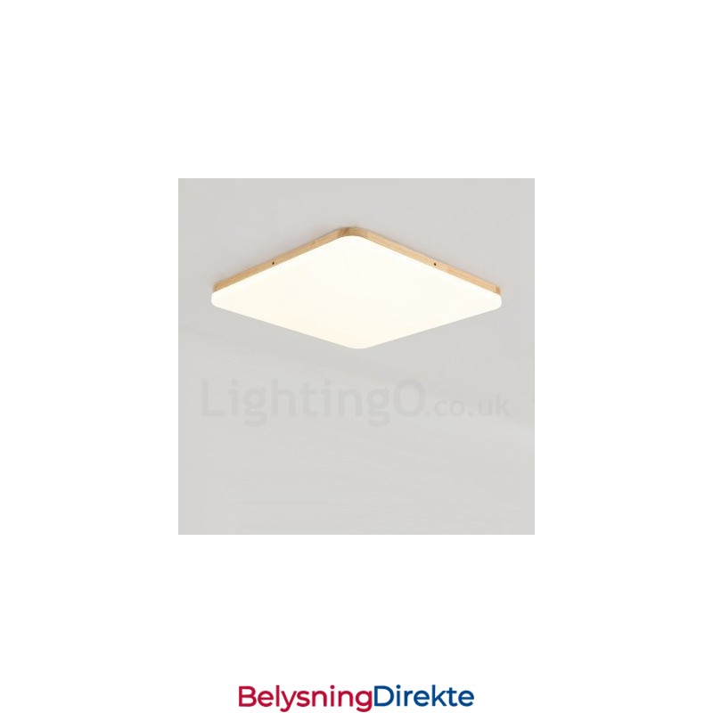 Ultratynn Firkantet Taklampe I Massivt Tre I Akryl