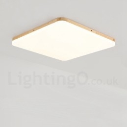 Ultratynn Firkantet Taklampe I Massivt Tre I Akryl