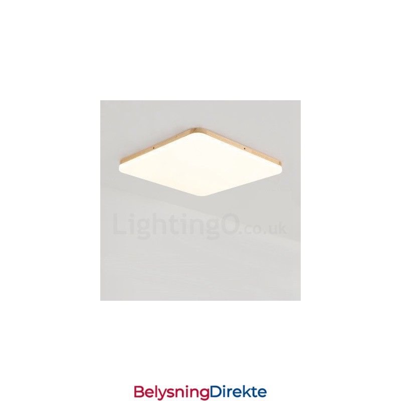 Ultratynn Firkantet Taklampe I Massivt Tre I Akryl