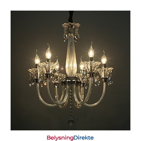 Amerikansk Stil Lodge Lysekrone Med 6 Lys Og Glassskjerm