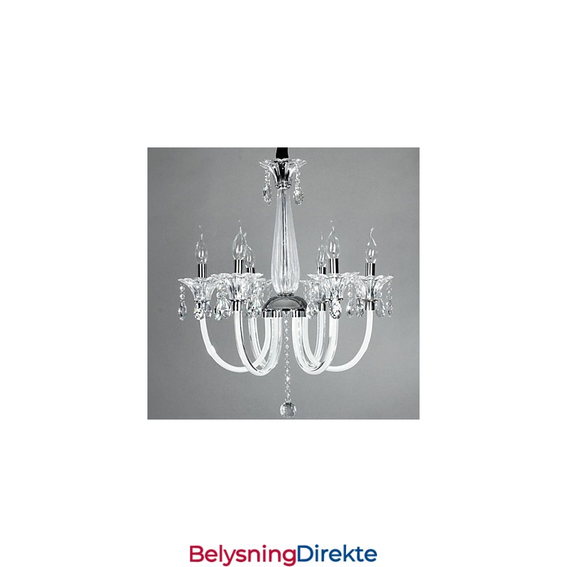 Amerikansk Stil Lodge Lysekrone Med 6 Lys Og Glassskjerm