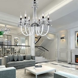 Amerikansk Stil Lodge Lysekrone Med 6 Lys Og Glassskjerm