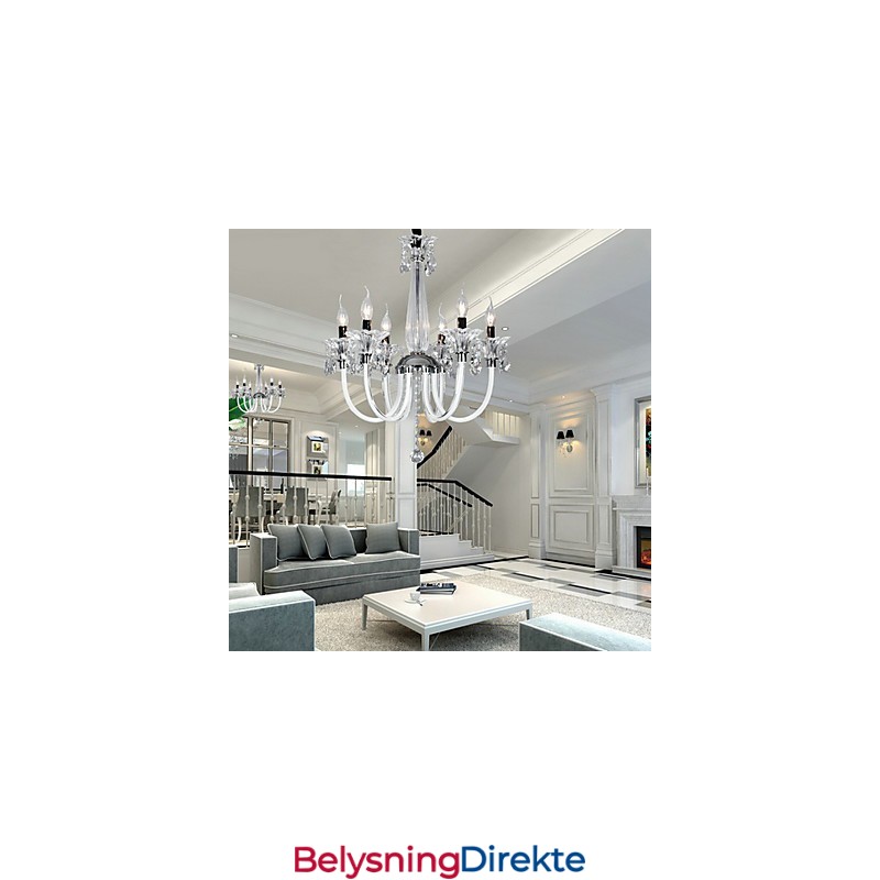 Amerikansk Stil Lodge Lysekrone Med 6 Lys Og Glassskjerm