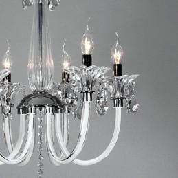 Amerikansk Stil Lodge Lysekrone Med 6 Lys Og Glassskjerm