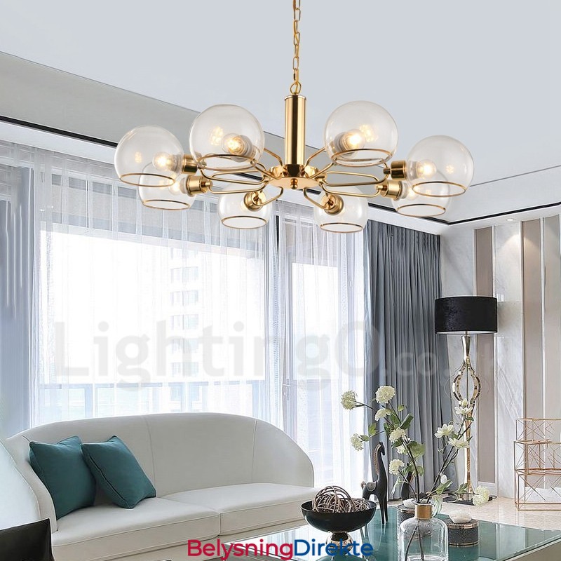 8 Lys Nordisk Postmoderne Kreativ Glass Lysekrone Med Magisk Bønne