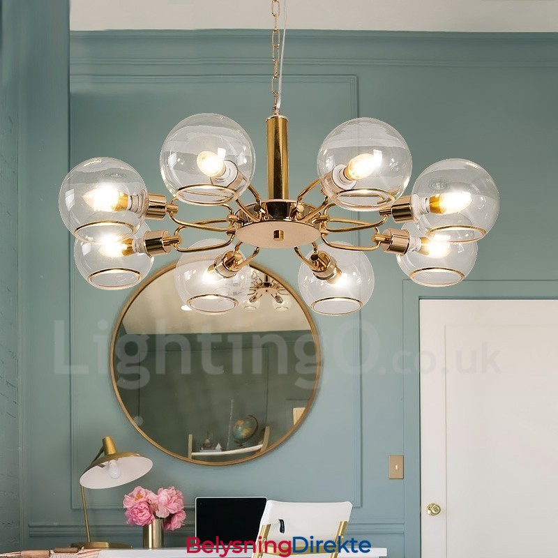 8 Lys Nordisk Postmoderne Kreativ Glass Lysekrone Med Magisk Bønne