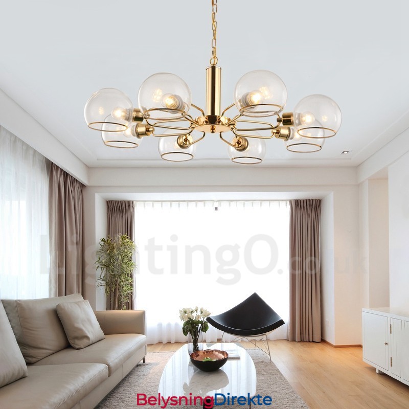 8 Lys Nordisk Postmoderne Kreativ Glass Lysekrone Med Magisk Bønne