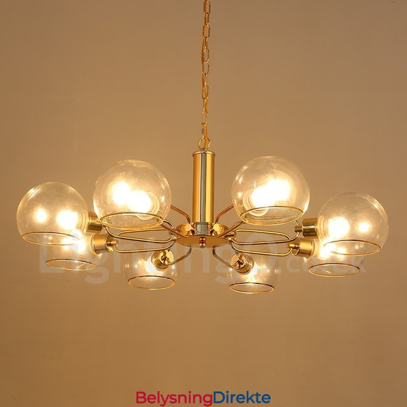 8 Lys Nordisk Postmoderne Kreativ Glass Lysekrone Med Magisk Bønne