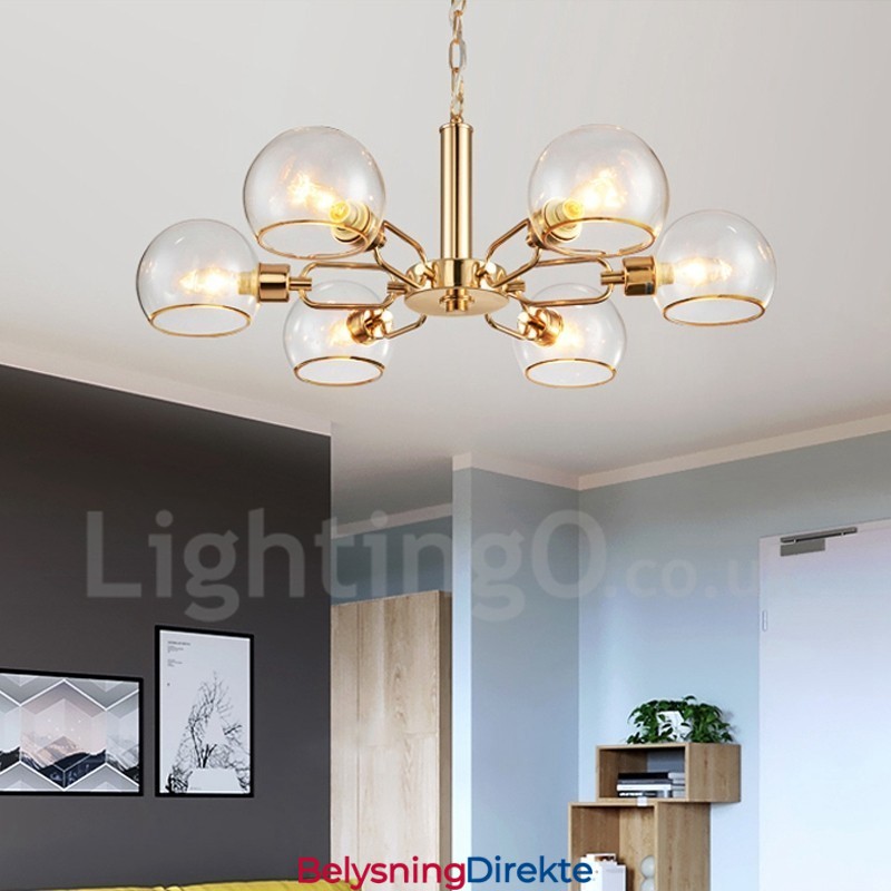 6 Lys Nordisk Postmoderne Kreativ Glass Lysekrone Med Magisk Bønne