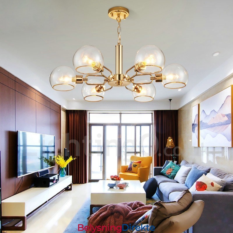 6 Lys Nordisk Postmoderne Kreativ Glass Lysekrone Med Magisk Bønne