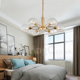 6 Lys Nordisk Postmoderne Kreativ Glass Lysekrone Med Magisk Bønne