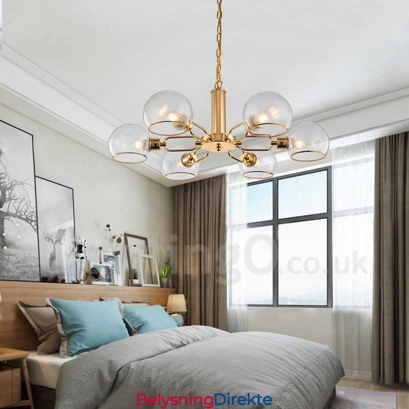 6 Lys Nordisk Postmoderne Kreativ Glass Lysekrone Med Magisk Bønne