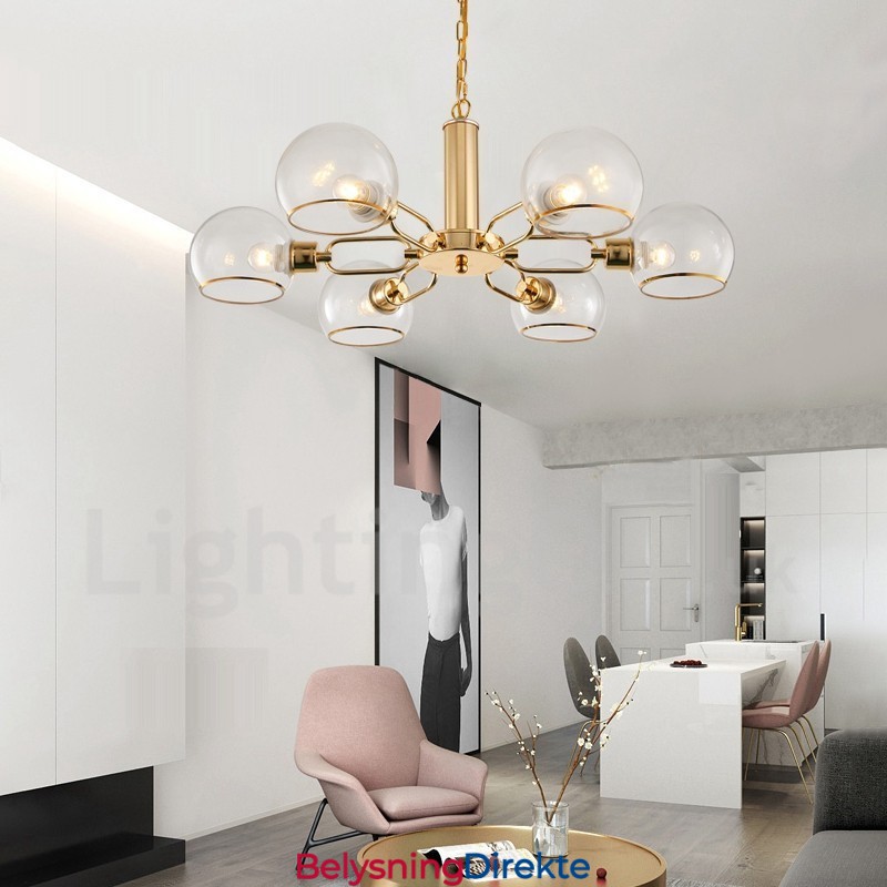 6 Lys Nordisk Postmoderne Kreativ Glass Lysekrone Med Magisk Bønne