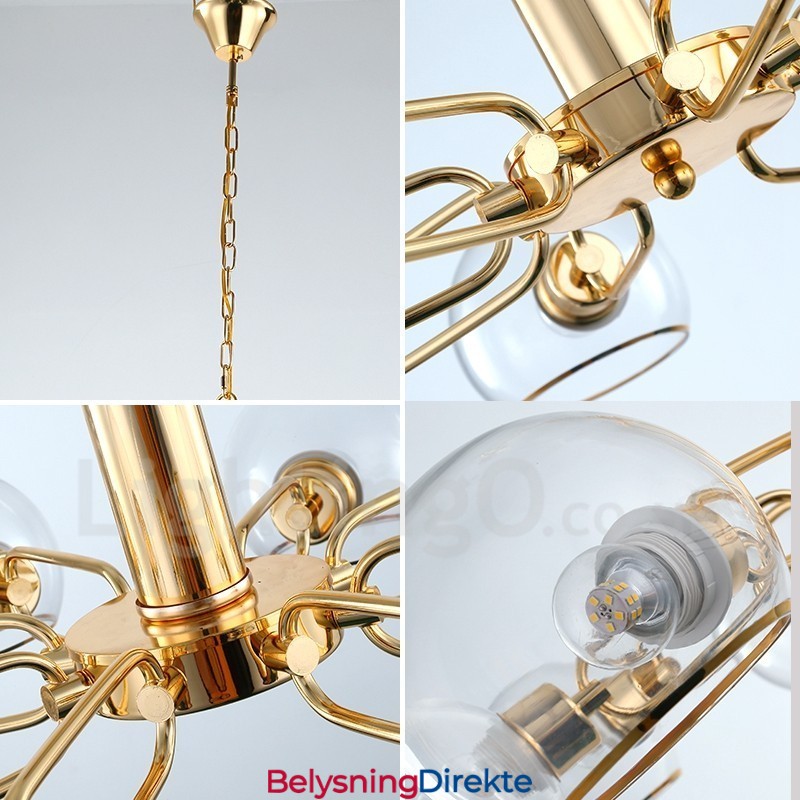 6 Lys Nordisk Postmoderne Kreativ Glass Lysekrone Med Magisk Bønne