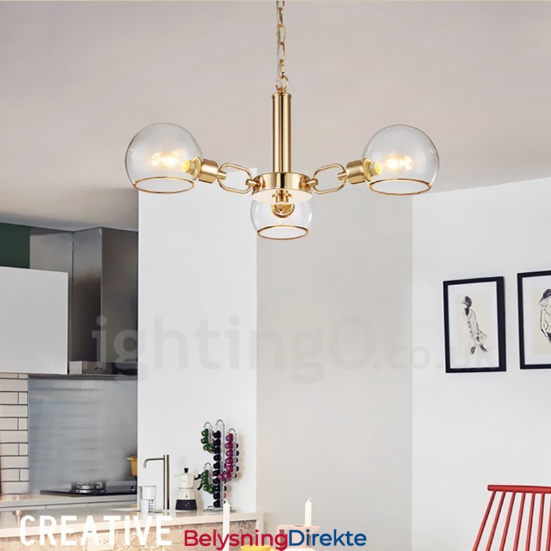 3 Lys Nordisk Postmoderne Kreativ Glass Lysekrone Med Magisk Bønne
