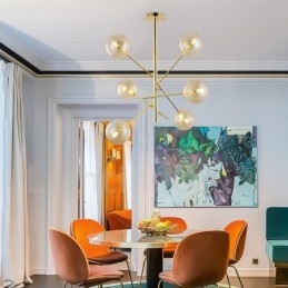 6 Lys Nordisk Lampe Lysekrone Enkel Kreativ Retro Jern Glasskule Magisk Bønne Lysekrone