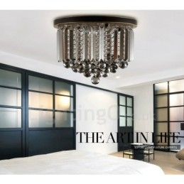 Retro Runde Grå Krystalltaklamper