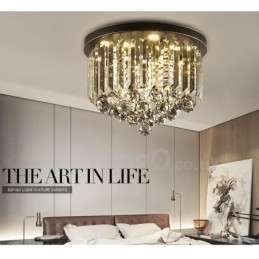 Retro Runde Grå Krystalltaklamper