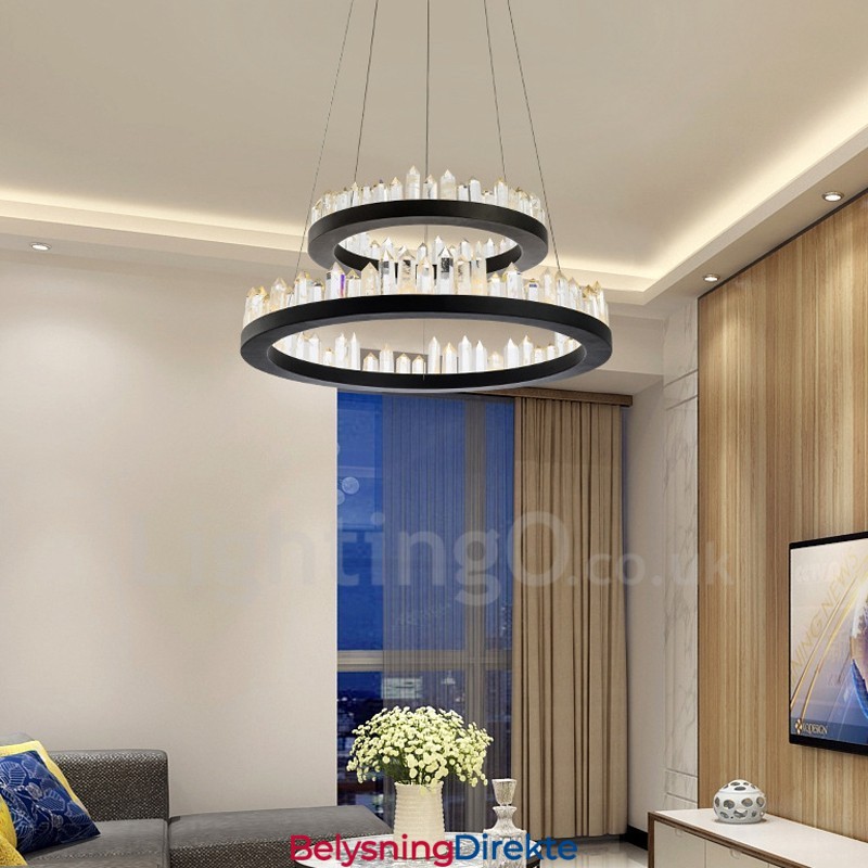 Moderne Mote Dobbel Sirkel Krystall Pendellampe