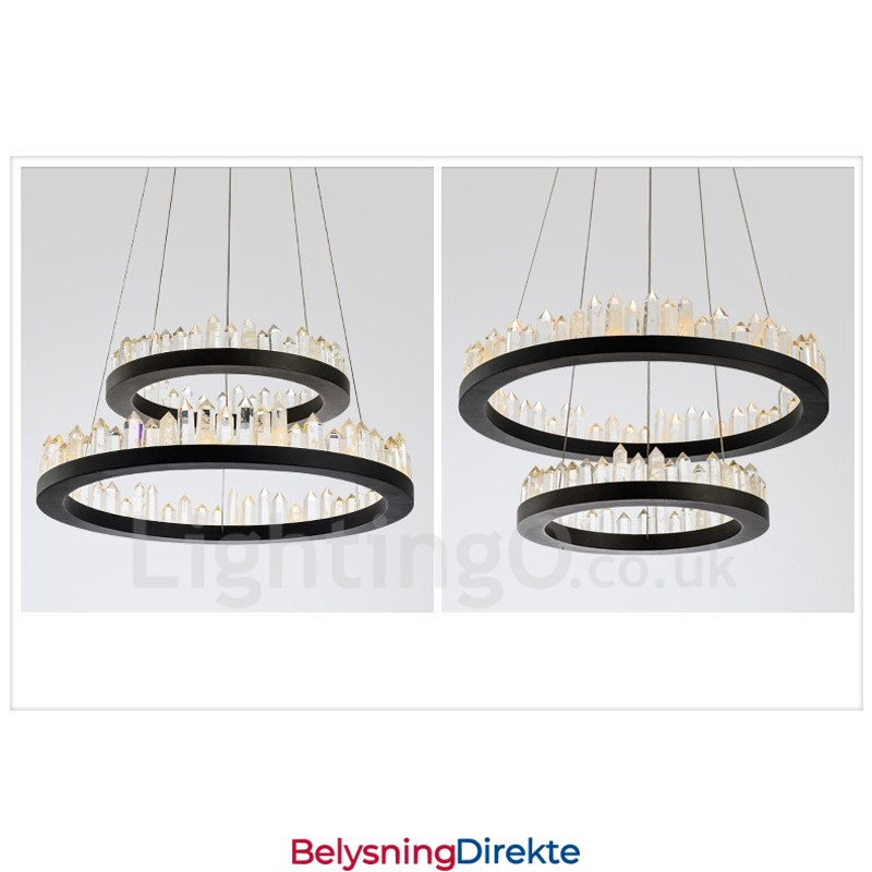 Moderne Mote Dobbel Sirkel Krystall Pendellampe