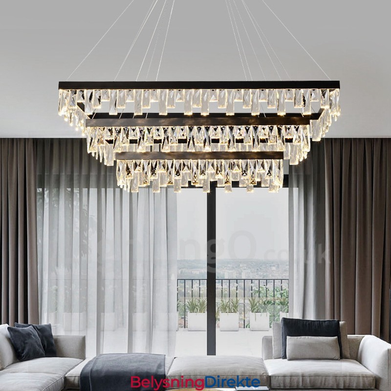 Nordisk Krystall Pendellampe Rektangulær Atmosfære Pendellampe Postmodern Belysning