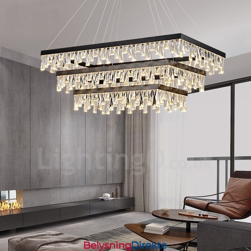 Nordisk Krystall Pendellampe Rektangulær Atmosfære Pendellampe Postmodern Belysning