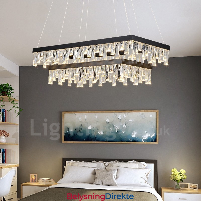 Nordisk Krystall Pendellampe Rektangulær Atmosfære Pendellampe Postmodern Belysning