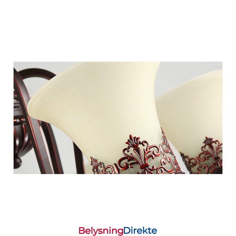 24 Lys Høyt Under Taket Vintage Landlig Øymaleri Metalllysekrone Med Glassskjermer Høyt Under Taket