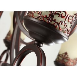 24 Lys Høyt Under Taket Vintage Landlig Øymaleri Metalllysekrone Med Glassskjermer Høyt Under Taket