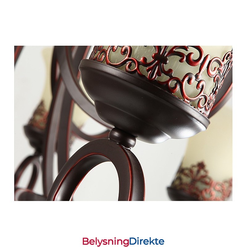 24 Lys Høyt Under Taket Vintage Landlig Øymaleri Metalllysekrone Med Glassskjermer Høyt Under Taket