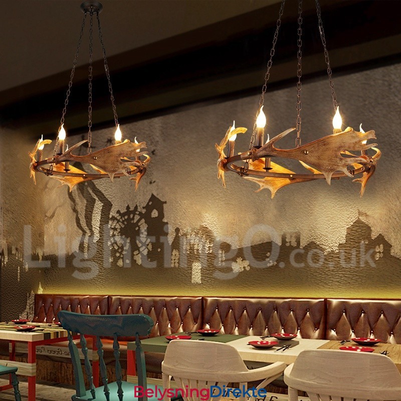 Rustikk Ringformet Lysekrone Med 6 Lys