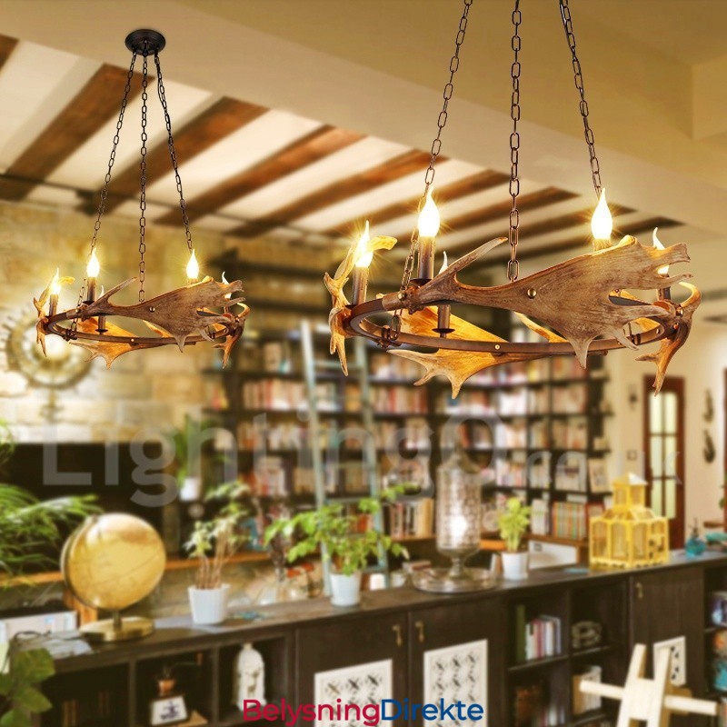 Rustikk Ringformet Lysekrone Med 6 Lys