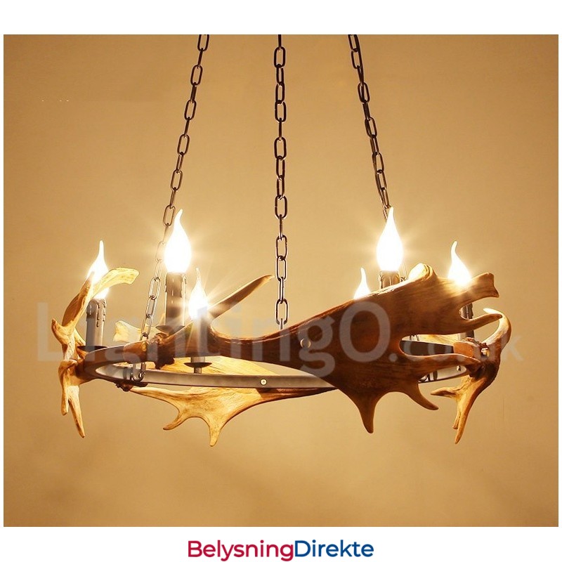 Rustikk Ringformet Lysekrone Med 6 Lys