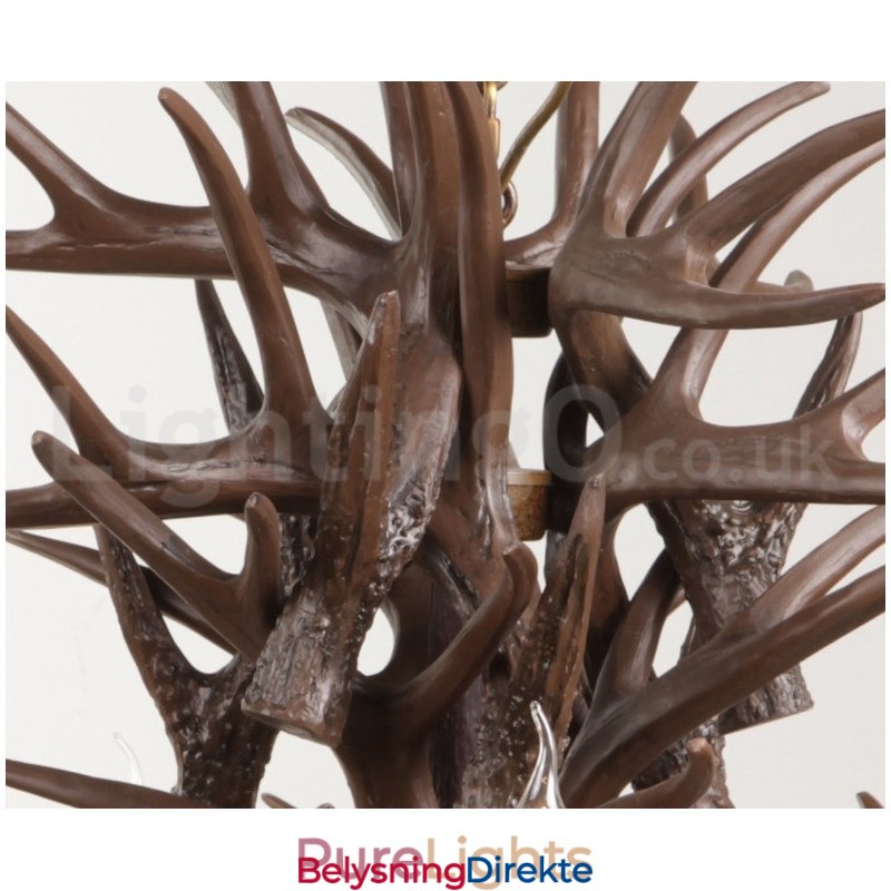 Rustikk Kunstnerisk Retro Lysekrone Med Gevir Og 9 Lys