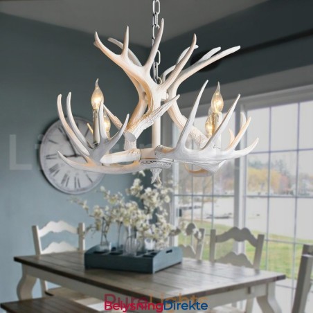 Rustikk, Kunstnerisk, Retro, Hvit Lysekrone Med 4 Lys