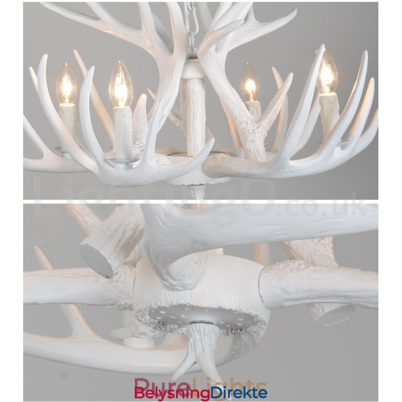 Rustikk, Kunstnerisk, Retro, Hvit Lysekrone Med 4 Lys