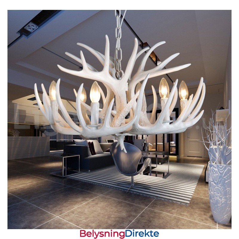 Rustikk, Kunstnerisk, Retro, Hvit Lysekrone Med 6 Lys