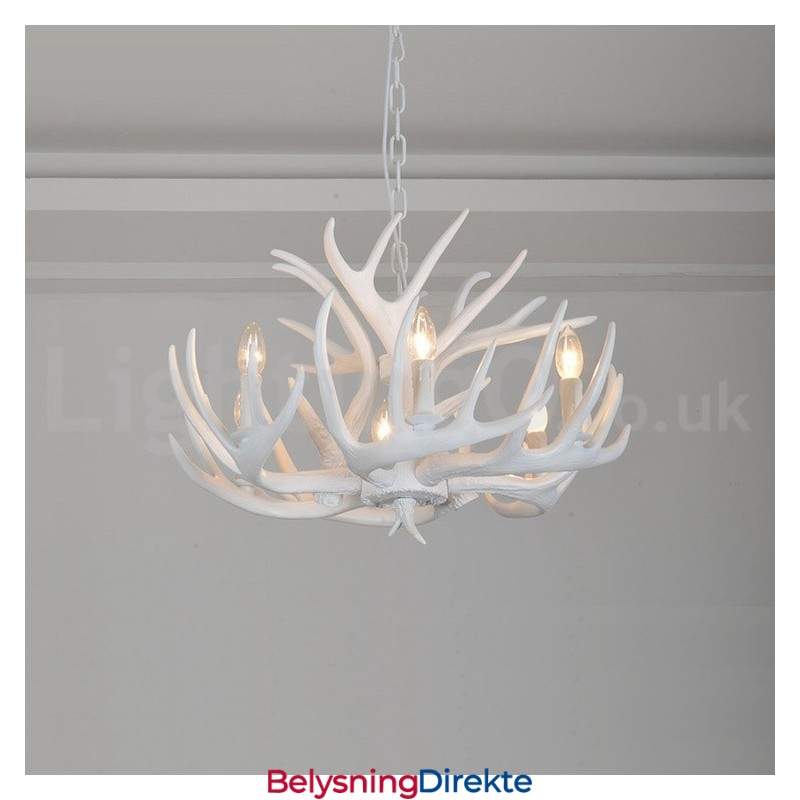Rustikk, Kunstnerisk, Retro, Hvit Lysekrone Med 6 Lys