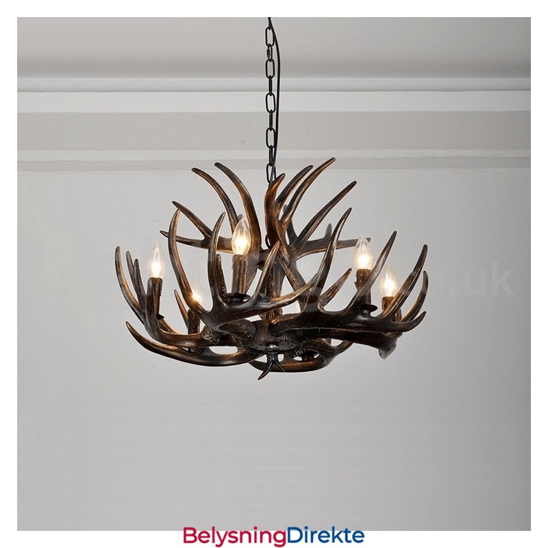 Rustikk, Kunstnerisk, Retro, Svart Lysekrone Med 6 Lys