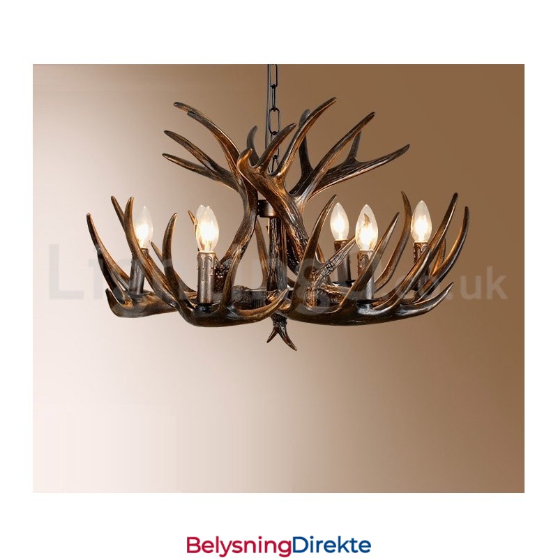 Rustikk, Kunstnerisk, Retro, Svart Lysekrone Med 6 Lys