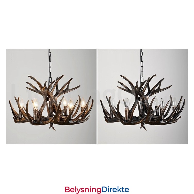 Rustikk, Kunstnerisk, Retro, Svart Lysekrone Med 6 Lys